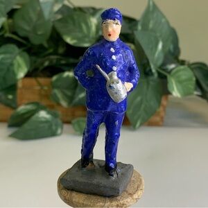 Antique Composition Figure Railroad Engineer W Oil Can Toy Trico Figurine Japan